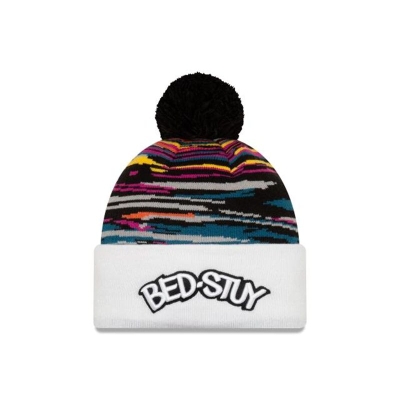 Brooklyn Nets Gorra | New Era 2019 NBA Authentics City Series Pom Knit Beanie Mexico - Blancos